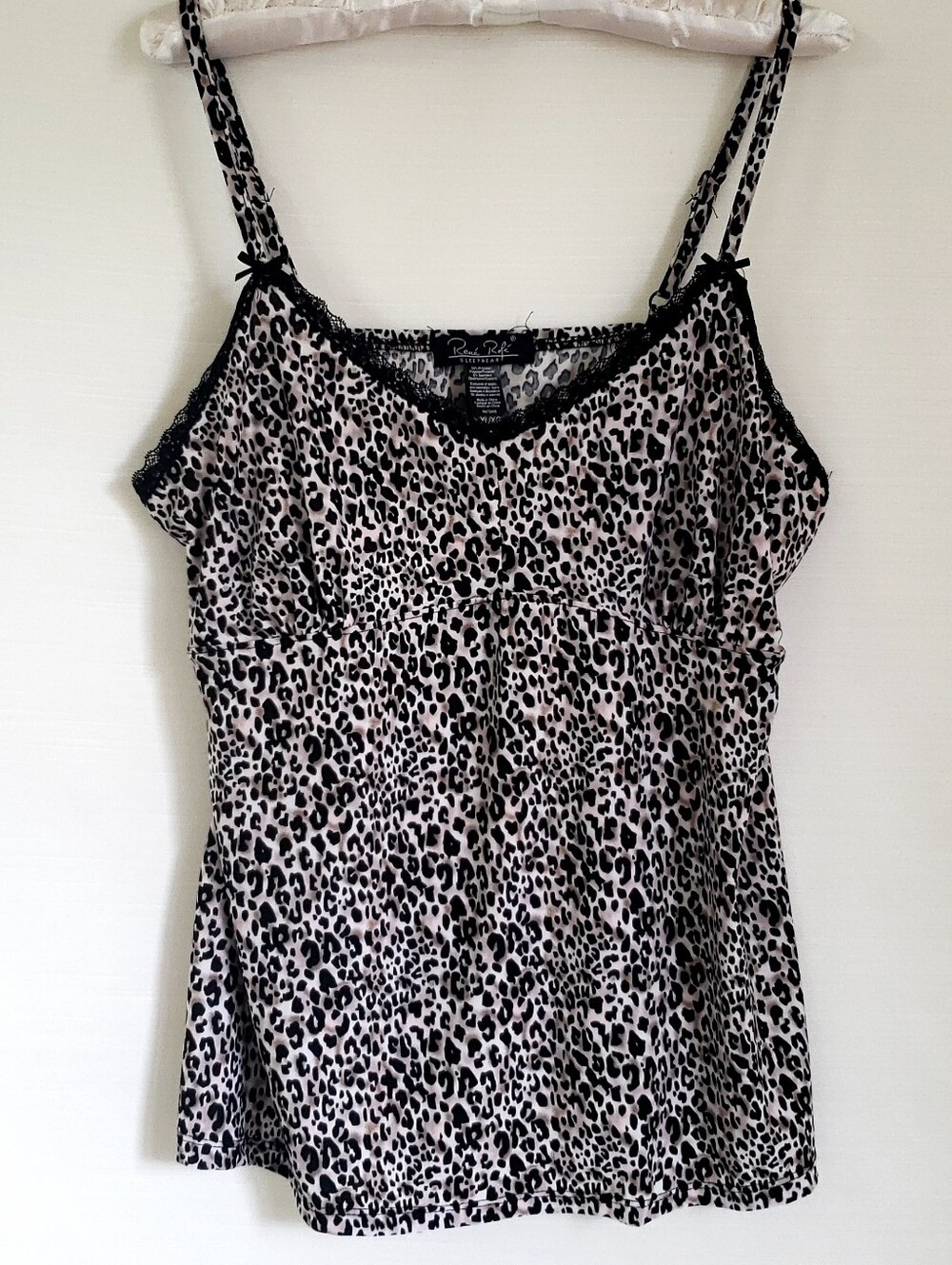 Rene Rofe Black & Cream Leopard Lace-Trim Cami